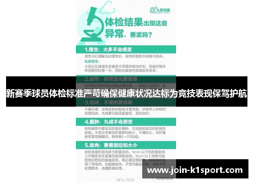 新赛季球员体检标准严苛确保健康状况达标为竞技表现保驾护航