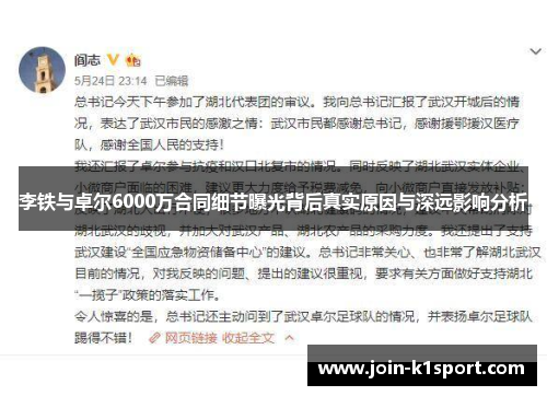李铁与卓尔6000万合同细节曝光背后真实原因与深远影响分析